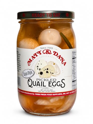 Matt & Dana Cajun Pickled Quail Eggs in Glass Jar
