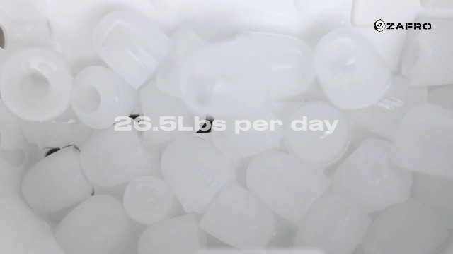 Image of ZAFRO Countertop Ice Maker, 26Lbs /24H, 9 Bullet Cubes in 6 Mins, Self-Cleaning Portable Ice Machine with 2 Ice Sizes (S /L), Quiet Compact Design, Double Handles, for Home, Party, RV, Camping, Black