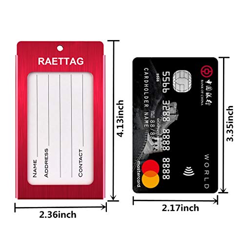 Image of Luggage Tags Metal Suitcase Tags Travel Bag ID Identifier Luggage Tag (Red 2-Pack)