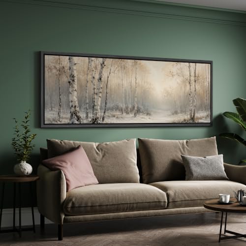 Image of MUDECOR Large Framed Canvas Print Wall Art Birch Forest for Living Room