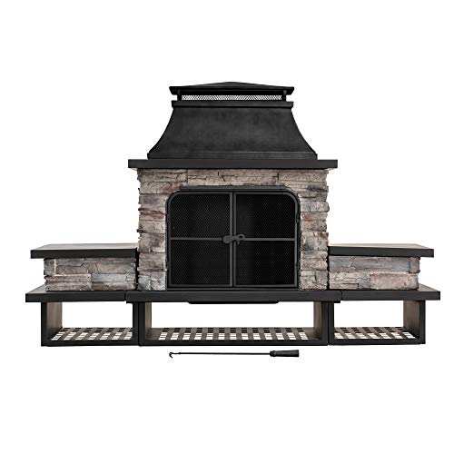 Sunjoy A304001201 Concordia Collection Wood Burning Fireplace, Black