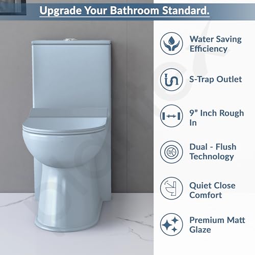 Image of Plantex Ceramic One-Piece Commode with Counter-Top Basin for Bathroom /Rimless Western Toilet /Bathroom Wash Basin - S Trap Commode - Ocean