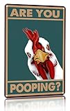 Crazysign Vintage Chicken Are You Pooping Funny Tin Sign for Bathroom Toilet Wall Decor 8 X 12 Inch (3041)