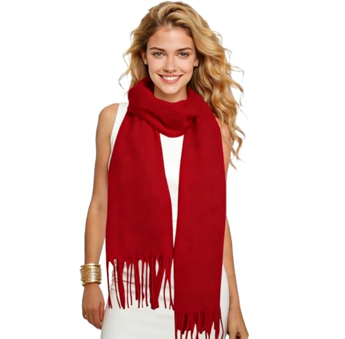 SRLLBBY Winter Soft Long Scarf Pashmina Shawls and Wraps Warm Large Scarves for Men Women Evening Dress Wedding Bridesmaids (Red)