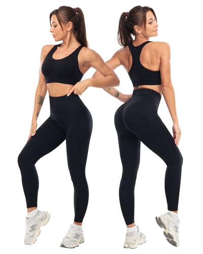 3 Piece Workout Sets for Women Butt Lifting Leggings with High Impact Sports Bra Gym Shorts3