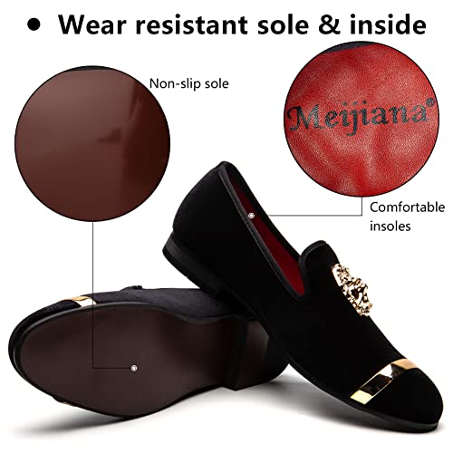 Image of Meijiana Men's Velvet Loafers - Fashion Casual Low-Heel Dress Shoes for Men with Rubber Sole & Metal Buckle - Perfect Business & Formal Attire, Stylish Mens Shoes