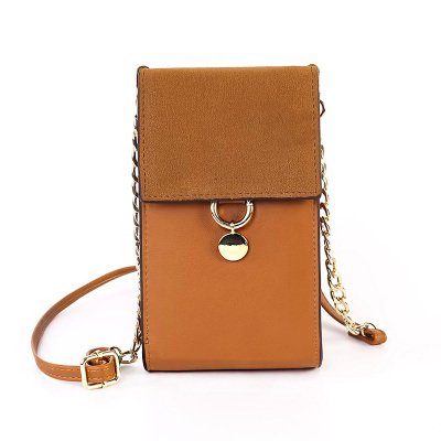 Mini Leather Crossbody Purse, Multipurpose Cellphone Pouch Wallet Bag (Brown)