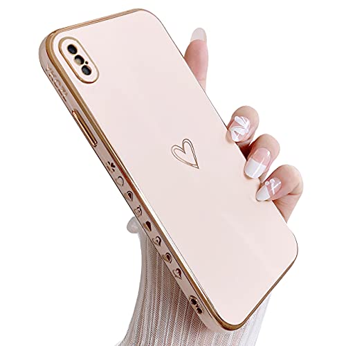 YKCZL Compatible with iPhone Xs Max Case Cute, Luxury Plating Edge Bumper Case with Full Camera Lens Protection Cover for iPhone Xs Max for Women Girl(Pink 1)