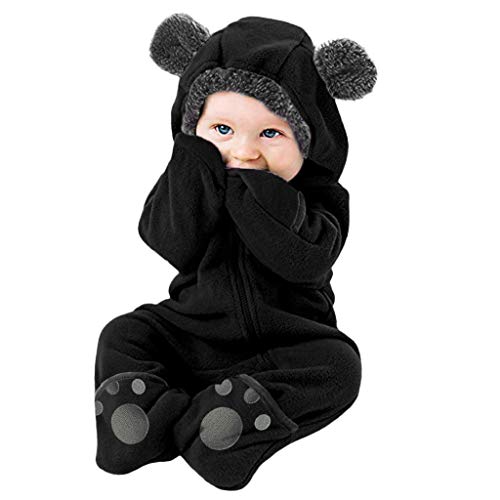 Vovotrade Fleece Baby Romper Bodysuit for Newborn to 24M  Infant Pajamas Winter Jacket Outerwear Coat Toddler Costume (18-24 Months, D-Schwarz) D-Black
