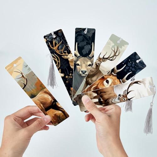 Marque-pages à pompons motif cerf : lot de 6 accessoires - 3