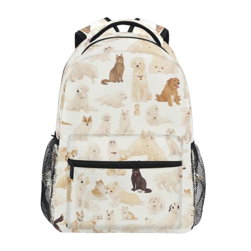 Cartable sac à dos ordinateur chiens blancs doux pour étudiant et scolaire