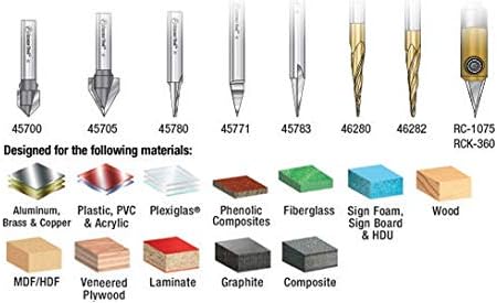 Amana Tool - AMS-128 8-PC 'V' Carving CNC Router Bit Collection, 1/4" Shank