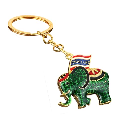 Porte-clés éléphant Miniature élégant tenant un drapeau, pendentif pour accessoires quotidiens, Souvenir de voyage élégant, porte-clés de Culture thaïlandaise
