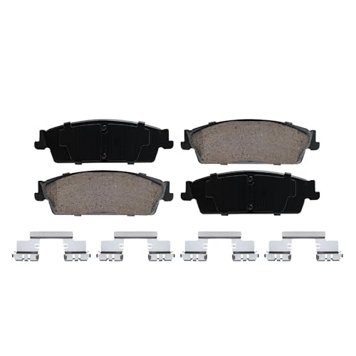Image of Detroit Axle - Brake Pads for 2007-2013 Chevrolet Silverado 1500 Avalanche GMC Sierra 1500, 2008-2014 Suburban Yukon XL 1500 Tahoe Cadillac Escalade EXT ESV Front Rear Ceramic Brake Pads w /Hardware