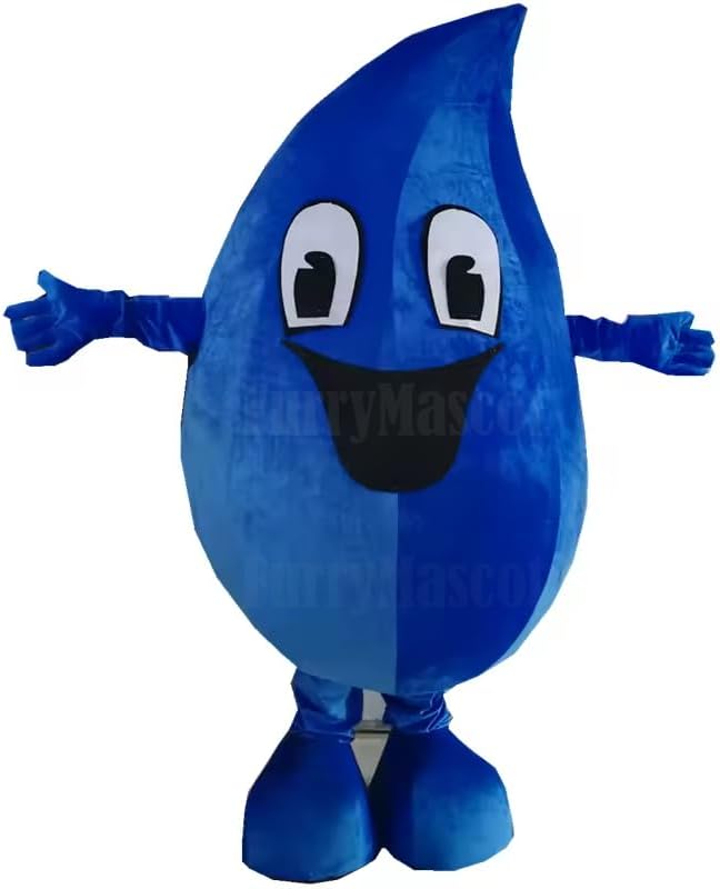 New Sport Lovely Blue Water Drop Mascot Costumes Mascotte School Spirit, Large, Brown