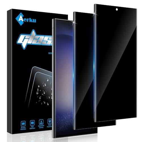 Aerku 2 Stück Sichtschutz Full Screen Schutzfolie für Samsung Galaxy S23 Ultra für Panzerglas, 9H Härte Anti-Spy Schutzg...