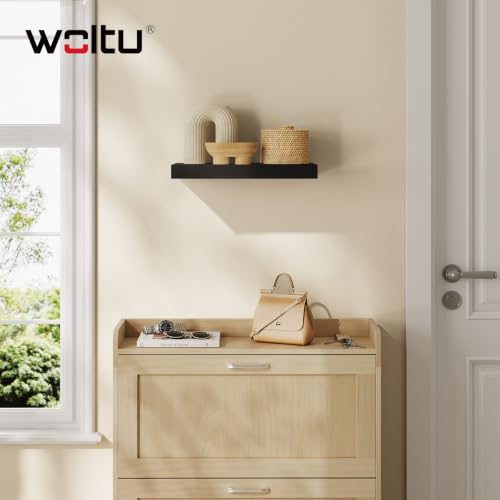 WOLTU Wandregal,Schweberegal Schwarz,40x22.9x3.8cm,MDF 1er – Ansicht 3