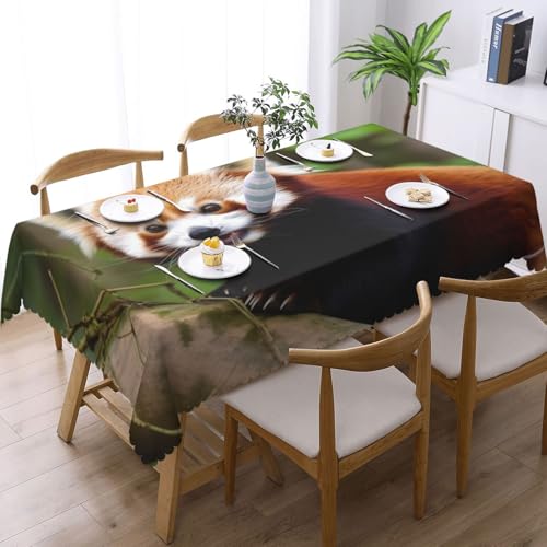 Nappe rectangulaire petit panda rouge 137x183 cm imperméable et lavable pour table de repas - 3