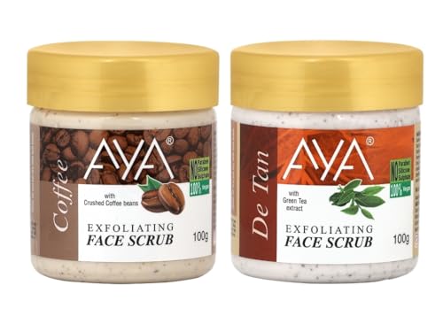 Image of AYA Coffee and De-Tan Scrub For Face & Body (100 Ml+100 Ml) |Revitalizing Tan Removal | Cleanser,Dead Skin | Blackhead Remover For Deep Exfoliation Scrub