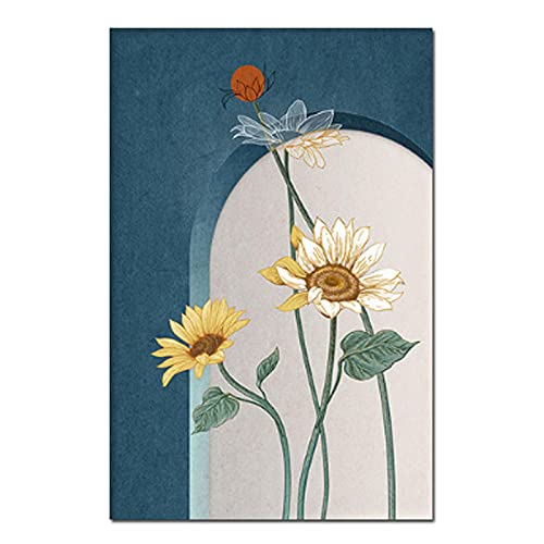 Affiche d'art mural tournesols scandinave en toile 70x100 cm sans cadre pour déco moderne
