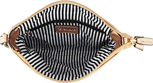 B Brentano Vegan Multi-Zipper Crossbody Handbag Purse With Tassel Accents (Metallic Rose Gold) #TOP6