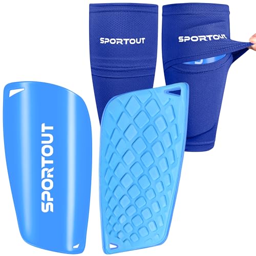 Sportout - Espinilleras de futbol para adultos y jovenes, proteccion integral para tu pierna, con proteccion acolchada para el t