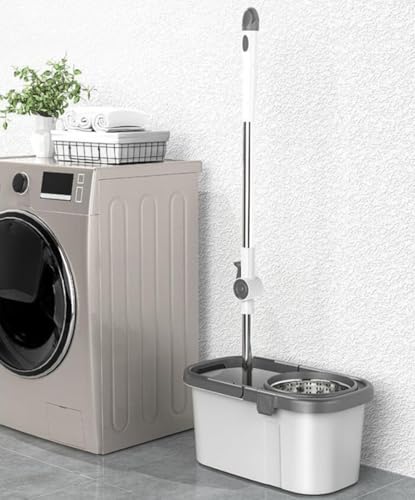 JUNYFFF Wischmopp Set Mit Eimer, 2 in 1 Bodenwischer Komplett Set Mit 5 Microfaser Moppkopf Und Teleskopstiel, Einziehbarer Wischmopp Mit Auswringfunktion Geeignet Für Alle Arten Von Bodenbelägen – Bild 5