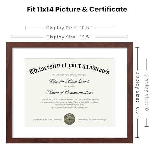 Image of upsimples Diploma Frame with 8.5x11, 11x14 Degree frames, Mahogany 1 Pack