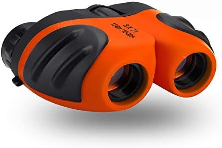 mom&myaboys 8x21 Compact Shock Proof Binoculars for Kids -Best Halloween, Thanksgiving, Christmas Toys or Gifts(Orange)