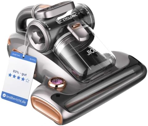 JIGOO T600 Milbensauger mit UV-Licht & Heißluft [700W/15kPa] – 99,9% Allergen-Entfernung, Duftende Negative Ionen, Für Matratzen/Sofas/Teppiche (Leise & Effizient)