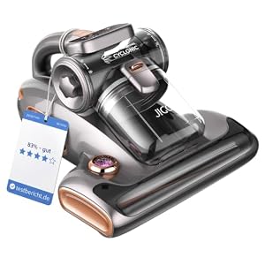 JIGOO T600 Milbensauger mit UV-Licht & Heißluft [700W/15kPa] – 99,9% Allergen-Entfernung, Duftende Negative Ionen, Für Matratzen/Sofas/Teppiche (Leise & Effizient)
