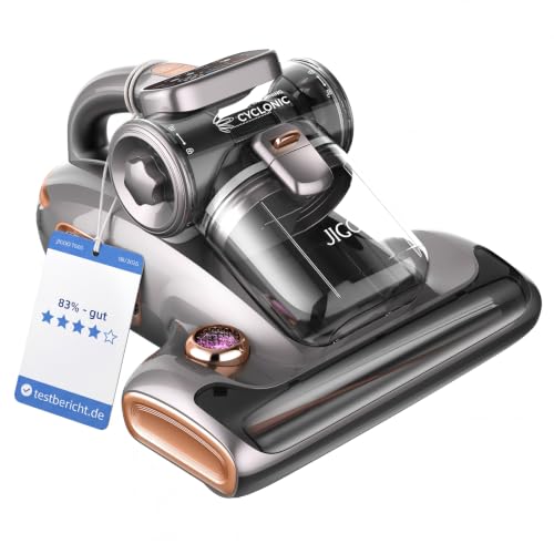 JIGOO T600 Milbensauger mit UV-Licht & Heißluft [700W/15kPa] – 99,9% Allergen-Entfernung, Duftende Negative Ionen, Für Matratzen/Sofas/Teppiche (Leise & Effizient)