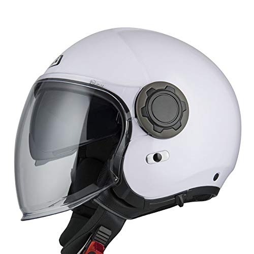 NZI RINGWAY Duo Solid Blanco | Casco de Moto Jet Abierto con Visor Solar - Unisex Hombre y Mujer Homologado ECE