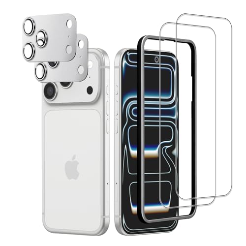 Verre trempé iPhone 17 Pro avec protection objectif en métal argenté