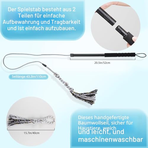 Flirt Pole Für Welpen Hunde,Interaktive Jagd und Zerrspielzeug Im Freien Hundespielzeug,Reizangel Chase Spielzeug mit Seil,Ianglebig Stick Pole für Hunde im Freien Agilität Übung & Hundetraining