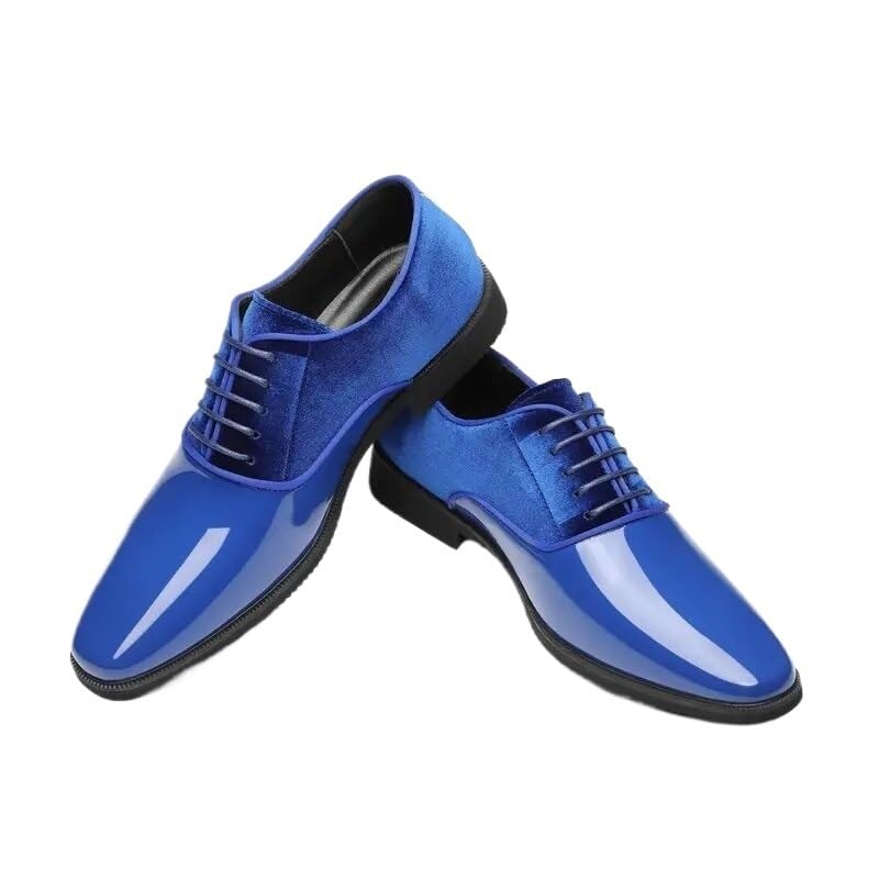 Mens Dress Splicing Oxford Formal Shoes Lace-up Top-Grain Leather Wingtip Tuxedo Block Heel Shoe for Business Office Party Wedding