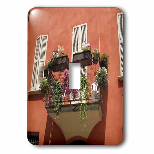 Interrupteur à bascule terrasse italienne terre cuite fleurs roses violettes 3dRose LSP_66295_1