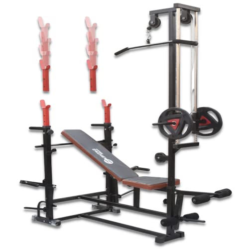 Image of HASHTAG FITNESS 20 In 1 Gym Benches For Home Gym With Latpull Down Machine Multipurpose Adjustable Workout Weight Bench For Full Body Incline /Decline Exercise For Home Gym, 250 Kg Limit, Silver