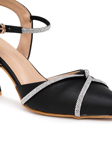 Image of Women's Elevate Heel Sandals Comfortable Cushioned Footbed Adjustable Anti-Slip Outsole Stylish & Elegant Design For Girls /Ladies Black