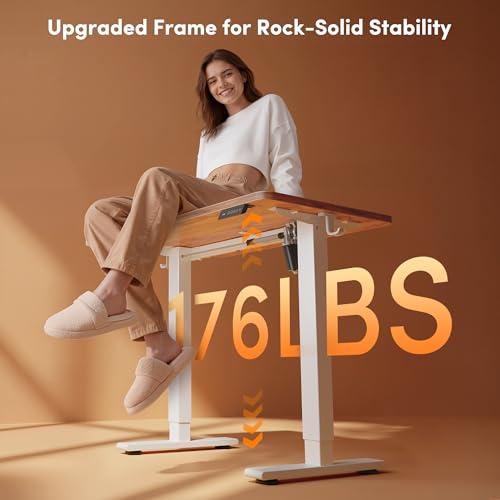 Image of FEZIBO Standing Desk 32 x 19 Inch Electric Height Adjustable, Light Rustic