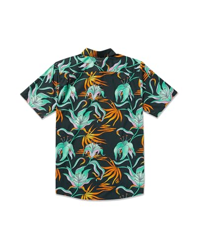 Volcom Men's Regular Marble Floral Short Sleeve Button Down Hawaiian Shirt2