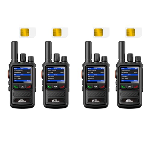 【Lifetime Free】Dual Mode 4G LTE POC Walkie Talkie with SIM Card, Nationwide Unlimited Range Two-Way Radio, Push-to-Talk for Business Management, Warehouse, Hotel & Field Team Operations (D-4Packs-280)