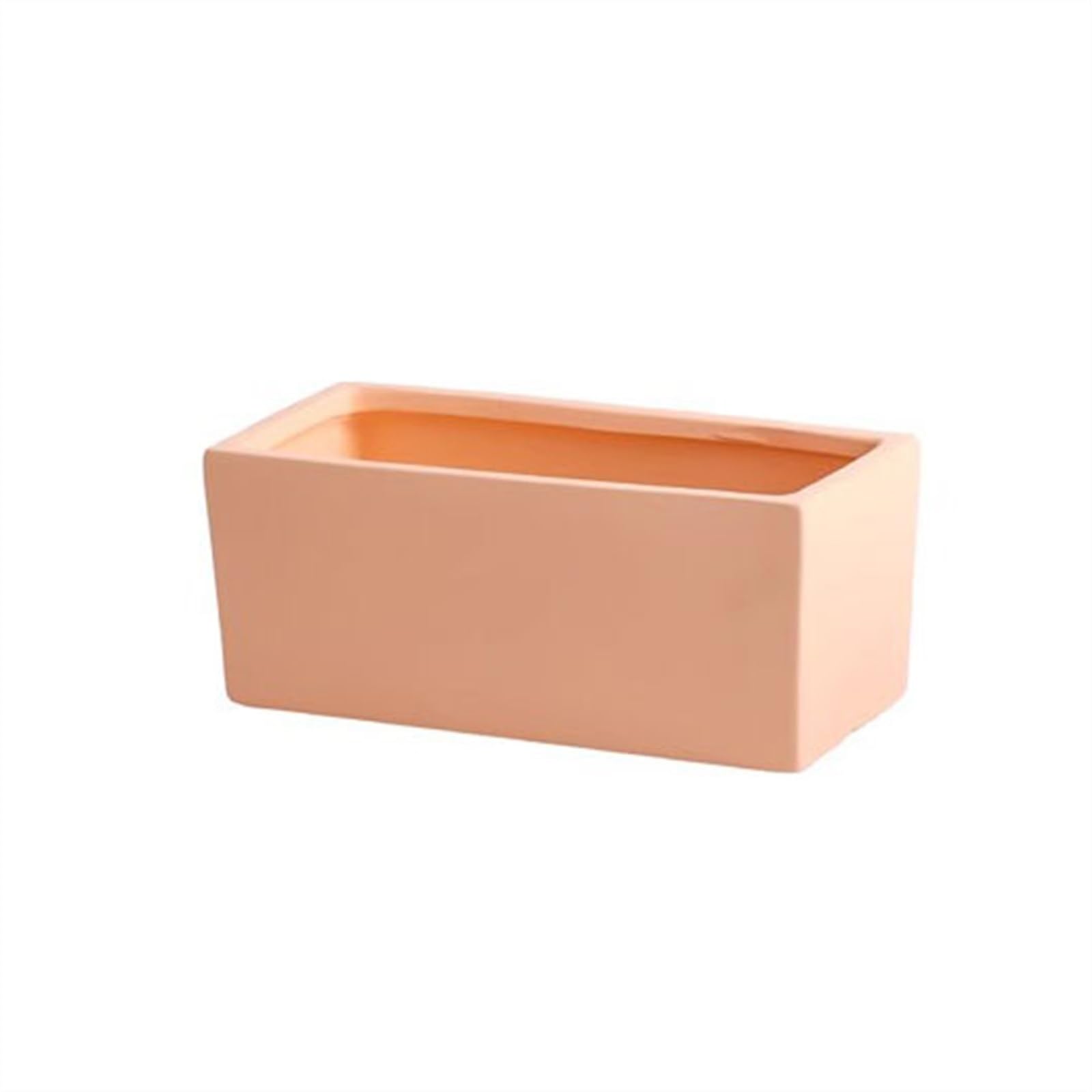 SDA287MZ Ceramic Rectangular Planter with Tray Scandinavian Simple Succulent Green Office Desktop Perforated Small Potting Ware Multifunction(Orange,Large)