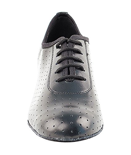 Very Fine Dance Shoes - Ladies Practice, Cuban Low Heel, Waltz Ballroom Dance Shoes - 2001-1.5-inch Heel and Foldable Brush Bundle - Black Perforated Leather - 7.53