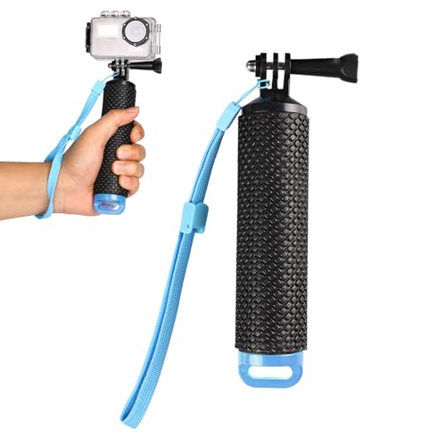 Mango Flotante Camara Deportiva Empuñadura Flotante para Cámara de Acción Impermeable Monopod Palo Selfie Flotante para Camara Deportiva Buceo Selfie Palo con Muñequera Ajustable Azul