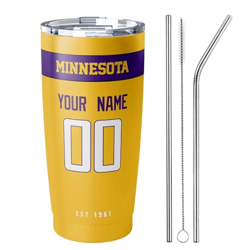 Image of ANTKING Minnesota Tumbler 20 oz Travel Coffee Cup Custom Name Number for Men Women Boy Gifts