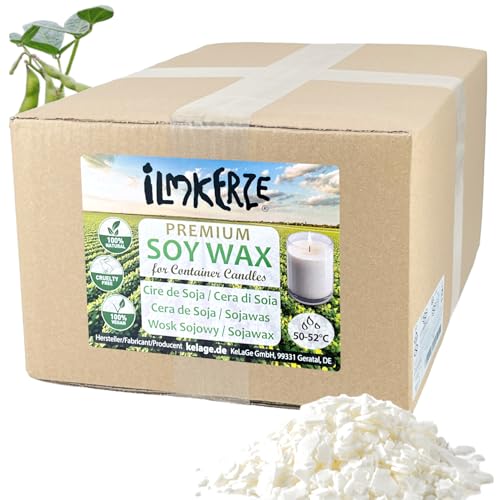 Ilmkerze Premium Sojawachs Flocken 10 kg | natürlich | nachhaltig | palmölfrei | Kerzenwachs für DIY Kerzen in Gläsern Dosen Schalen Behältern - Größen bis 20 kg