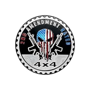 2ND Amendment Badge Rated Car Emblem, 4 x 4 3D Metal Car Badge Decals Stickers Round Emblem Decals, Car Exterior Emblems Badge Compatible with Jeep Wrangler Vehicles Trucks SUV RV