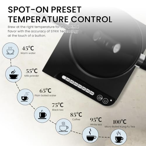 Image of Supvox Gooseneck Electric Kettle for Hot Water Kettle with Temperature Control 1 Liter Hot Water Boiler for Home 1000W gooseneck Kettle with 7 Temperature Button for Pour Over Coffee