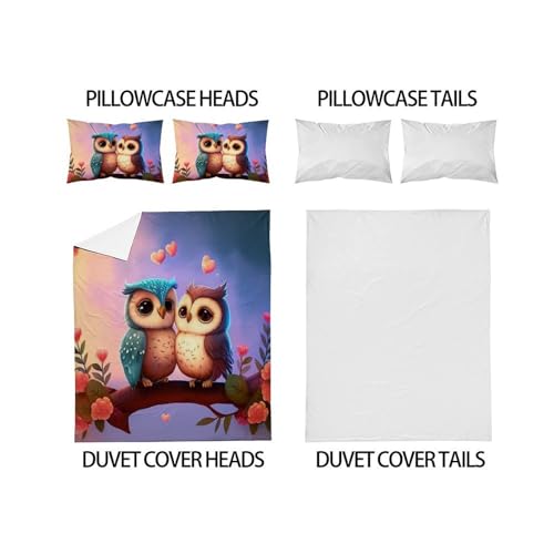 Housse de couette microfibre animaux mignon 3D de taille double 200x200 avec fermeture